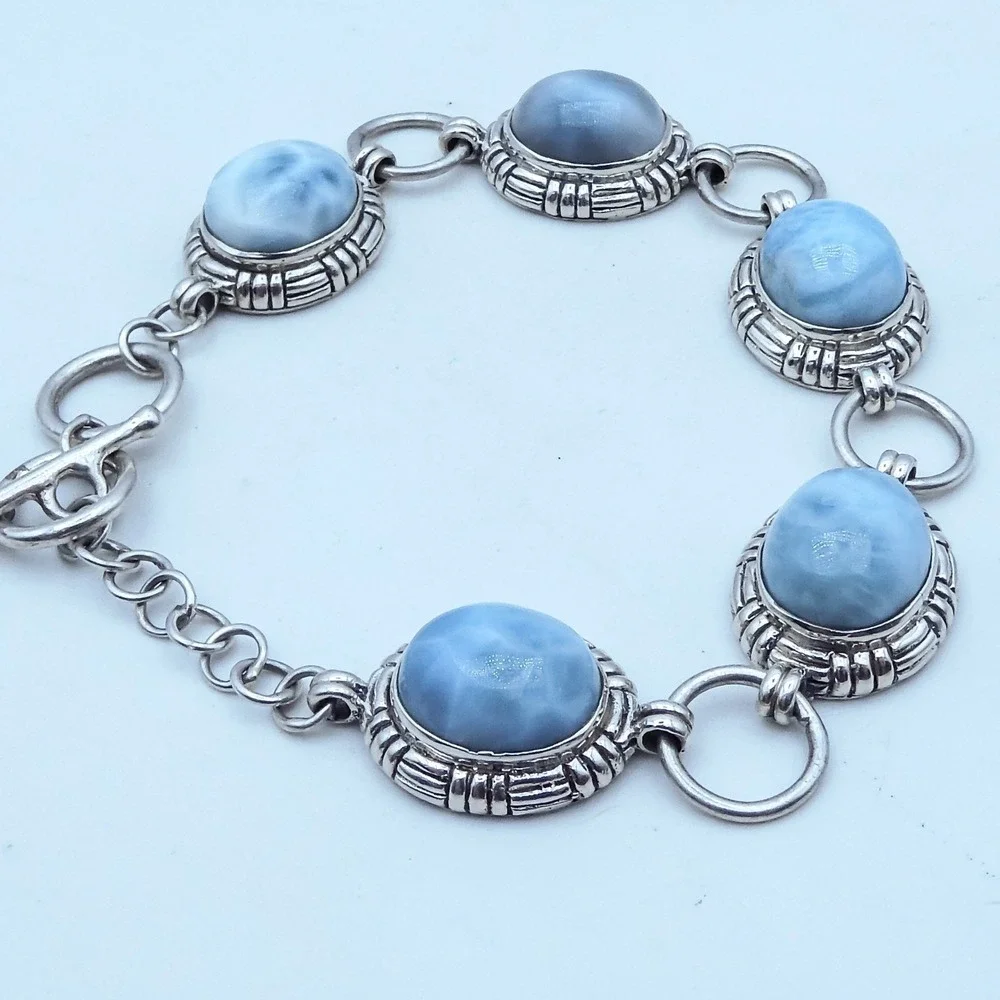 Bali Legacy Sterling Silver 925 Blue Larimar 34ctw Cabochon Toggle 7